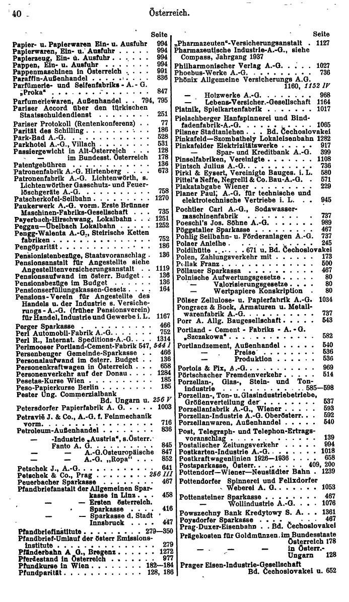Compass. Finanzielles Jahrbuch 1938: Österreich. - Seite 44
