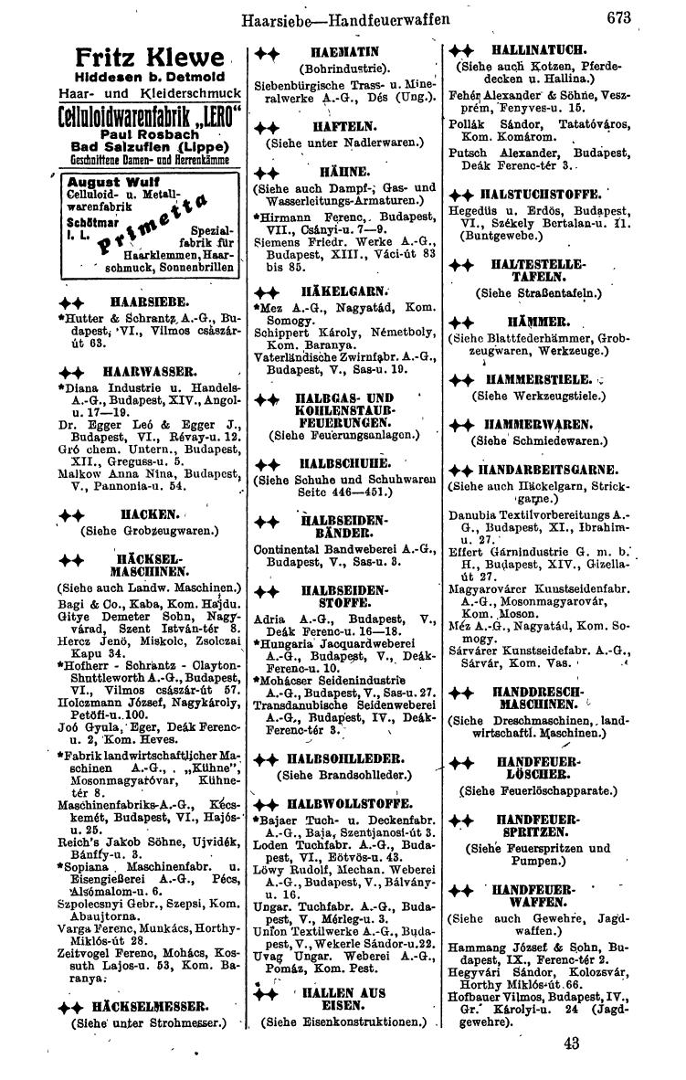 Compass. Kommerzielles Jahrbuch 1943: Ungarn. - Seite 735