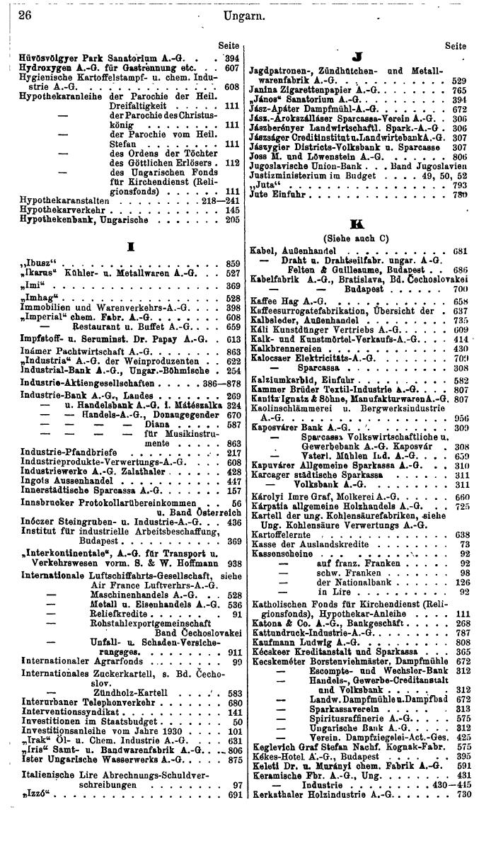 Compass. Finanzielles Jahrbuch 1937: Ungarn. - Seite 30