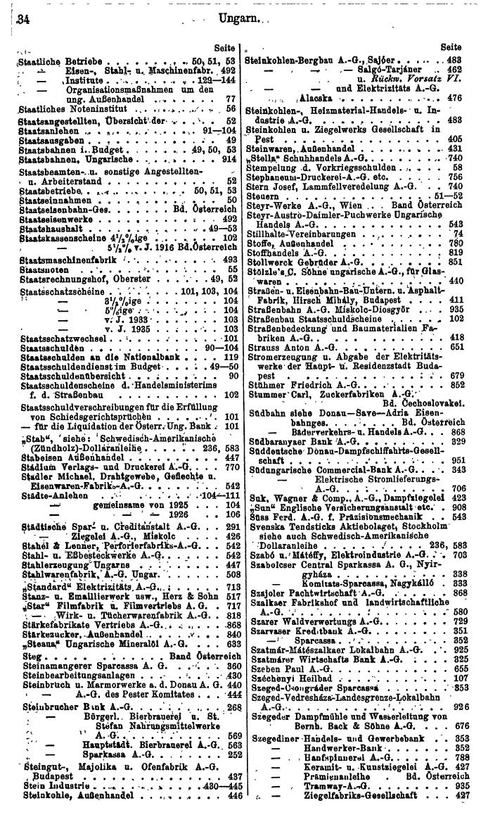 Compass. Finanzielles Jahrbuch 1937: Ungarn. - Seite 38