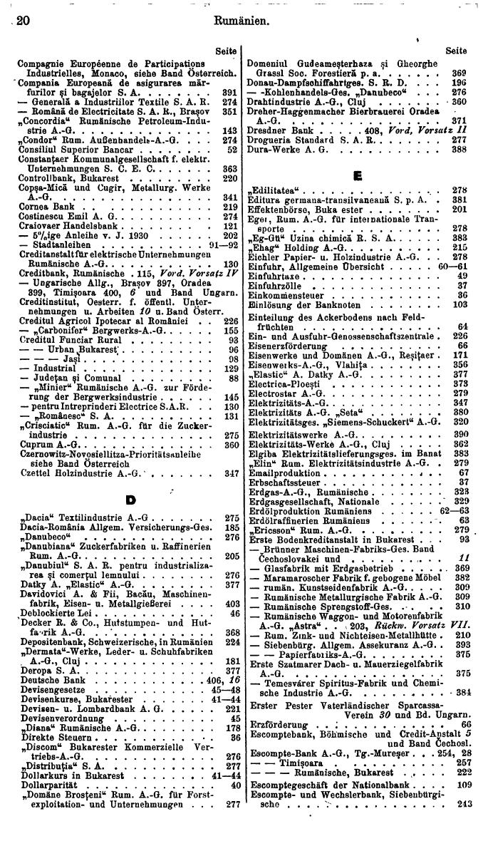 Compass. Finanzielles Jahrbuch 1938: Rumänien. - Seite 24