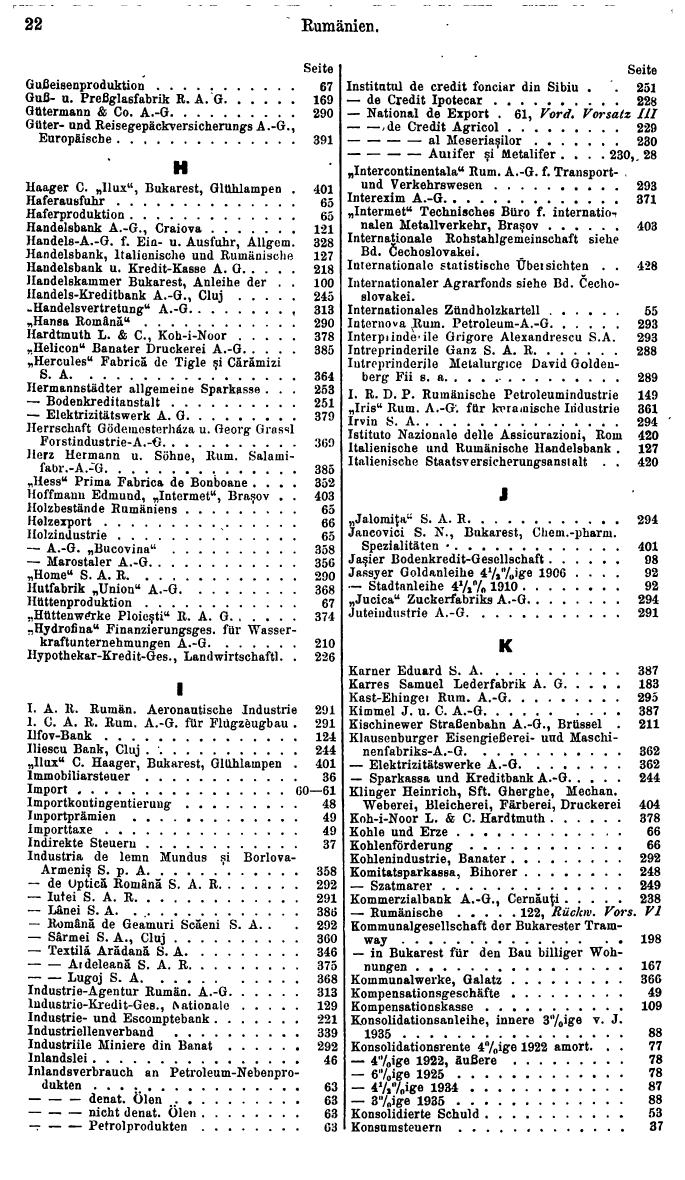 Compass. Finanzielles Jahrbuch 1938: Rumänien. - Seite 26
