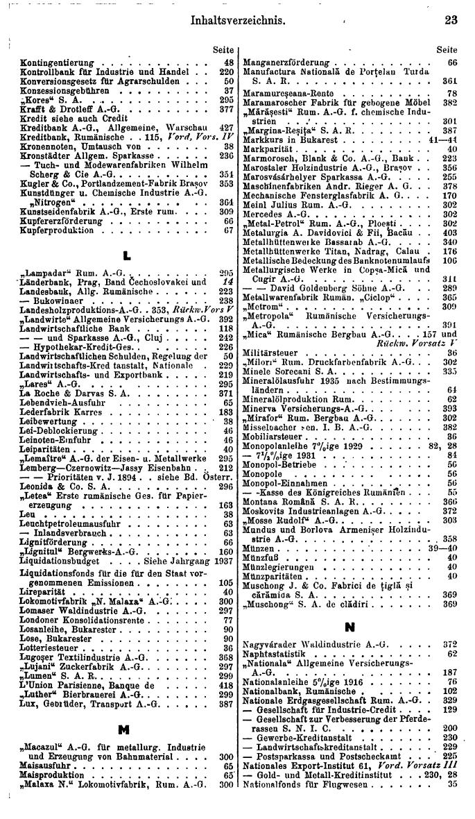 Compass. Finanzielles Jahrbuch 1938: Rumänien. - Seite 27