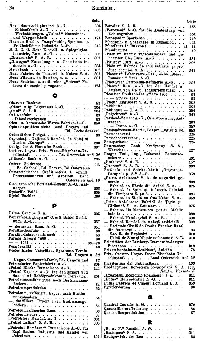 Compass. Finanzielles Jahrbuch 1938: Rumänien. - Seite 28