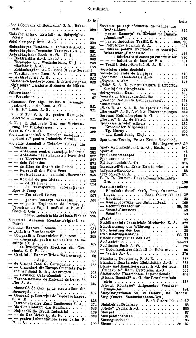 Compass. Finanzielles Jahrbuch 1938: Rumänien. - Seite 30
