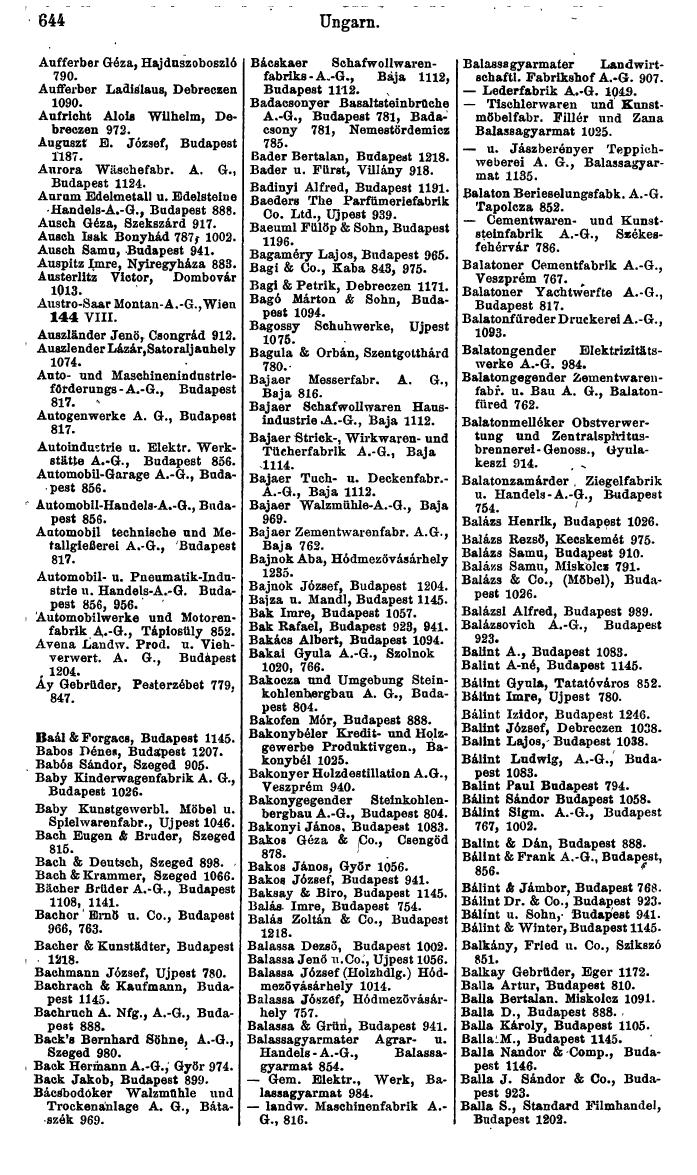 Compass: Finanzielles Jahrbuch 1925, Band VI: Jugoslawien, Ungarn. - Page 706