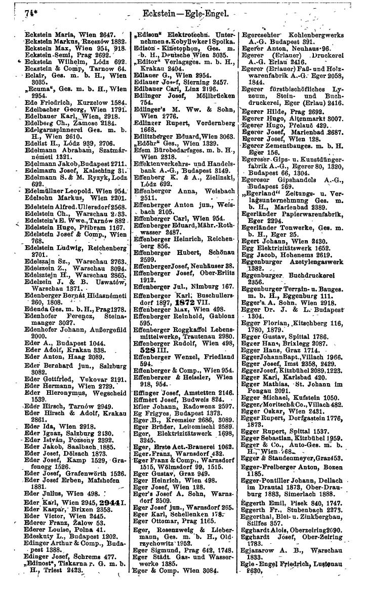 Industrie-Compass 1919, Band VI: Deutschösterreich, Tschechoslowakei, Polen, Ungarn, Jugoslawien - Seite 110