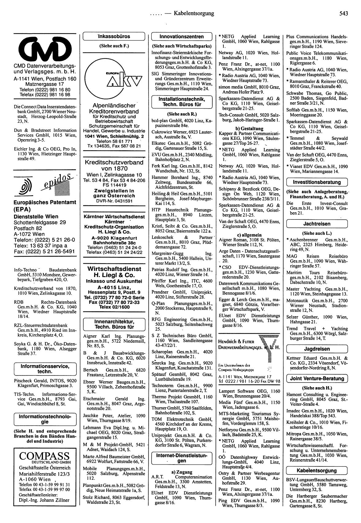 Dienstleistungs-Compass 1996/97 - Page 543