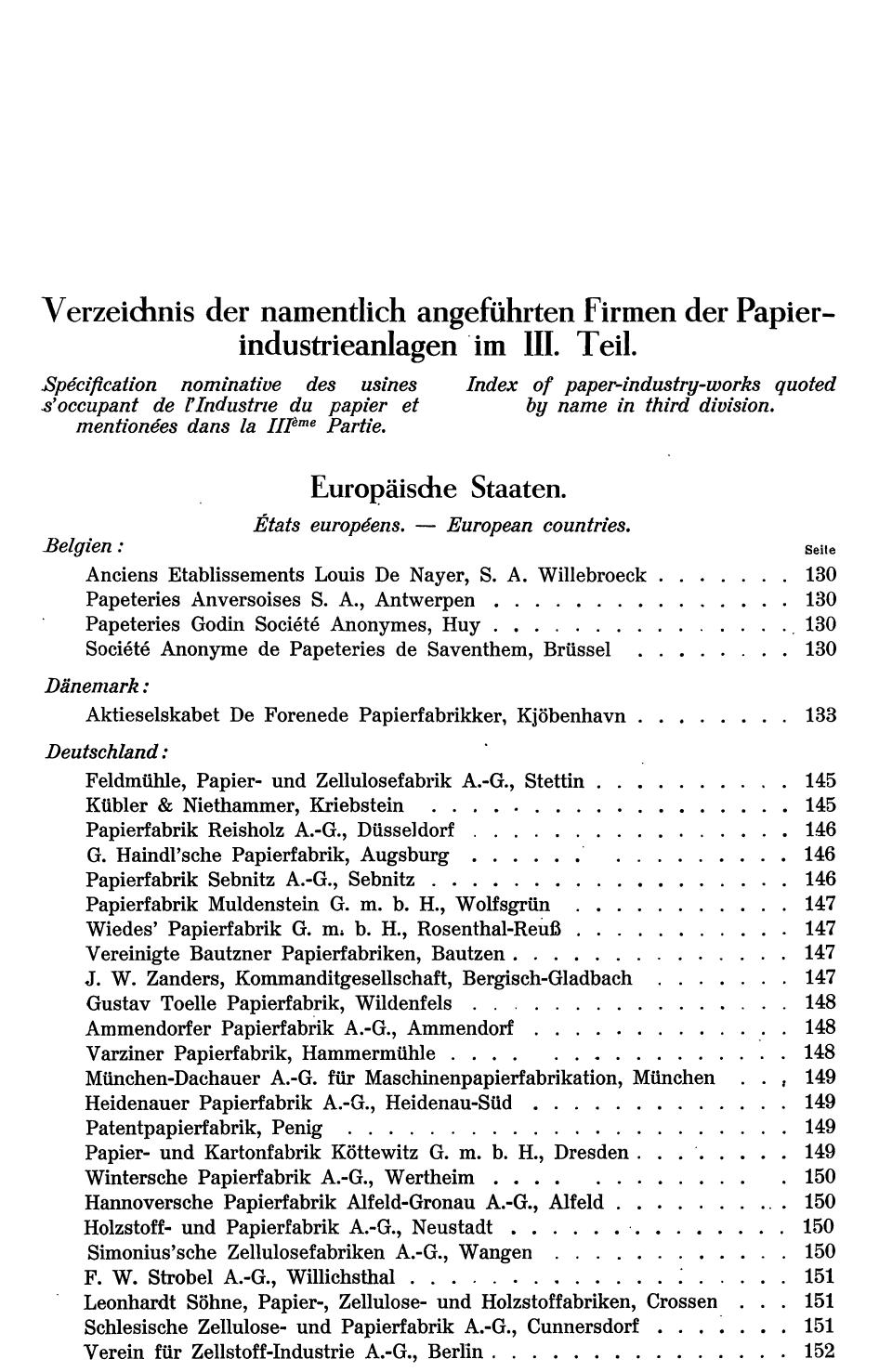 Internationale Papierstatistik 1925 - Seite 147