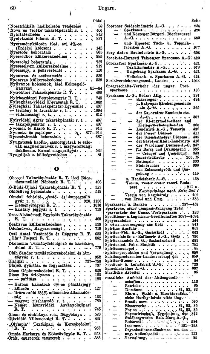 Compass. Finanzielles Jahrbuch 1944: Ungarn. - Seite 66