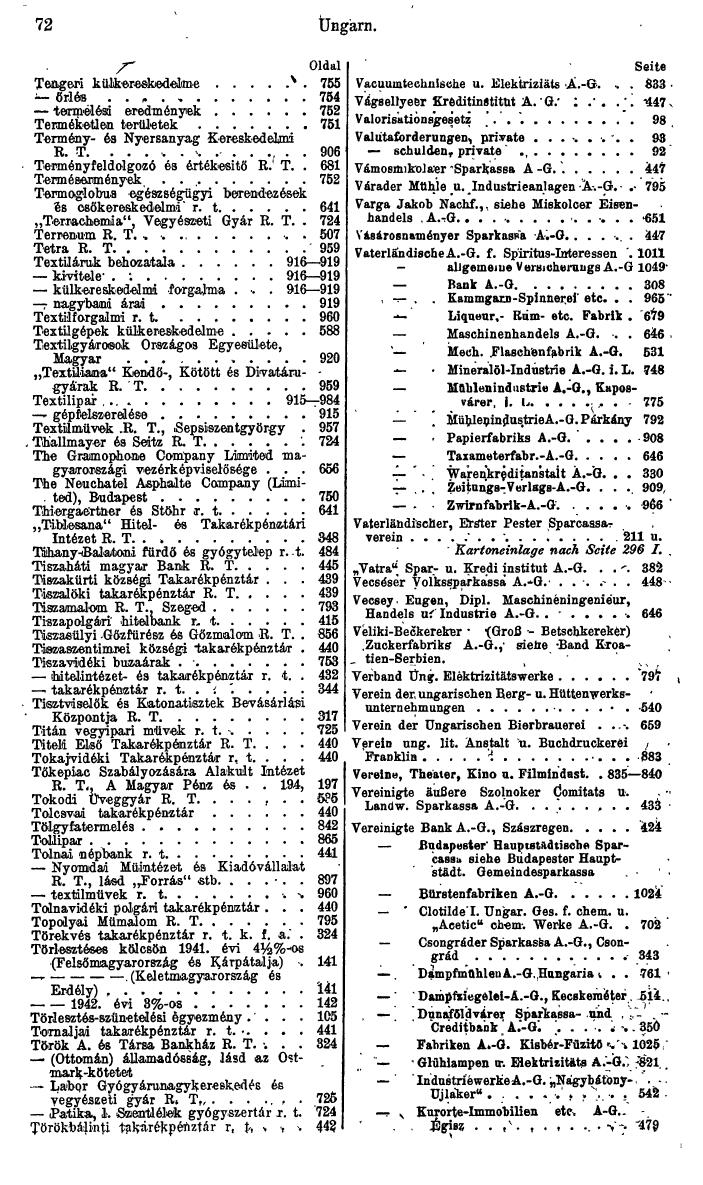 Compass. Finanzielles Jahrbuch 1944: Ungarn. - Seite 78