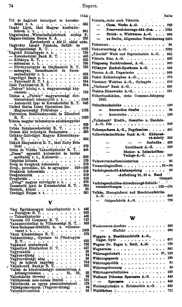 Compass. Finanzielles Jahrbuch 1944: Ungarn. - Seite 80
