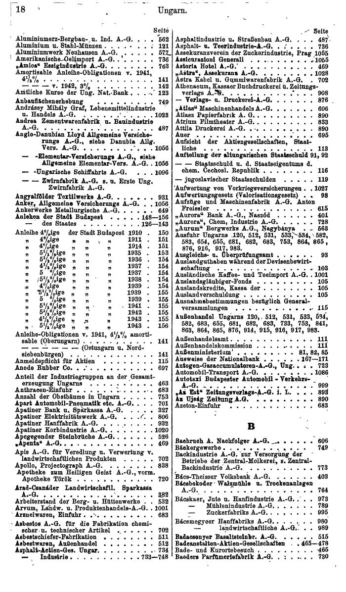 Compass. Finanzielles Jahrbuch 1945: Ungarn. - Seite 24