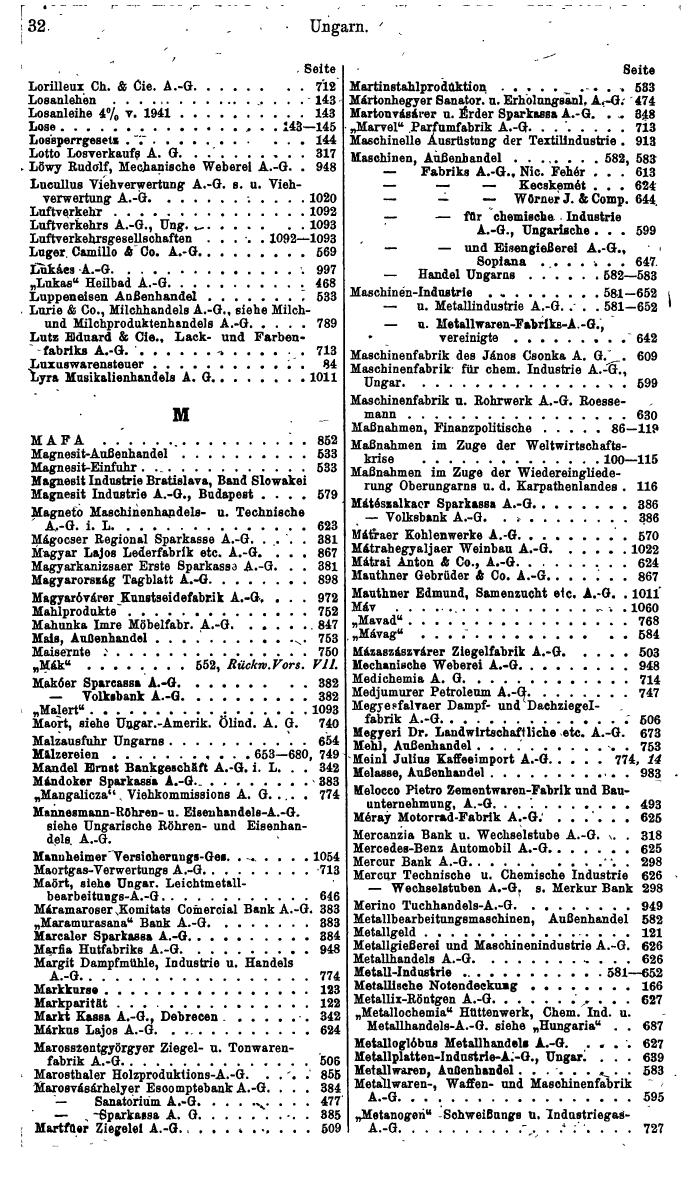 Compass. Finanzielles Jahrbuch 1945: Ungarn. - Seite 38