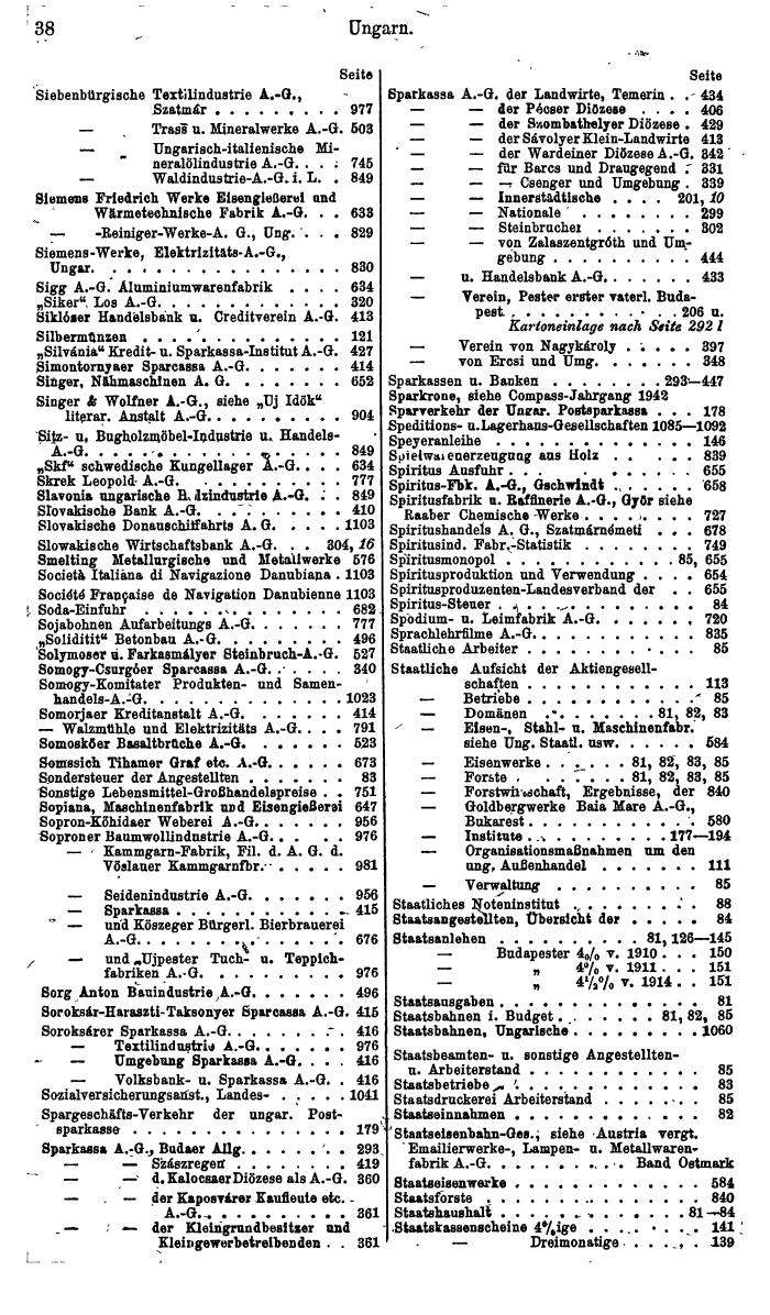 Compass. Finanzielles Jahrbuch 1945: Ungarn. - Seite 44