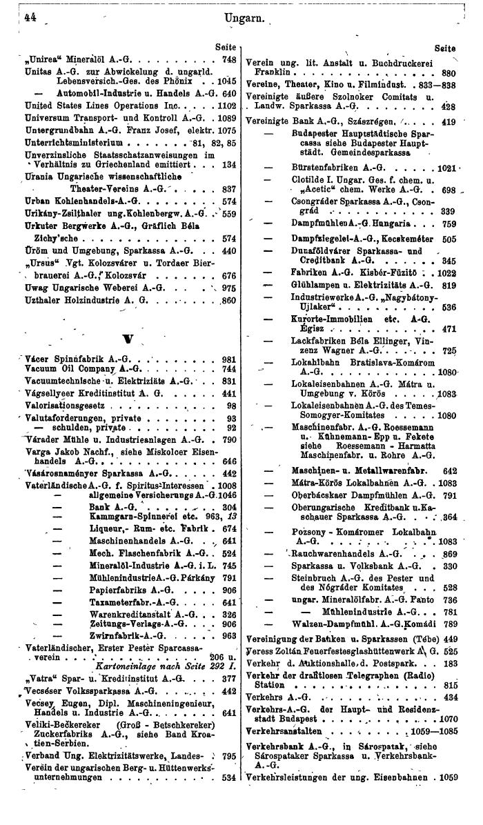 Compass. Finanzielles Jahrbuch 1945: Ungarn. - Seite 50