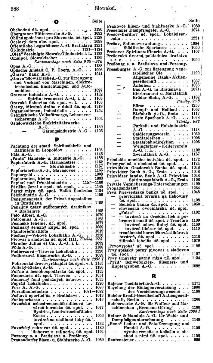 Compass. Finanzielles Jahrbuch 1942: Böhmen und Mähren, Slowakei. - Seite 1018