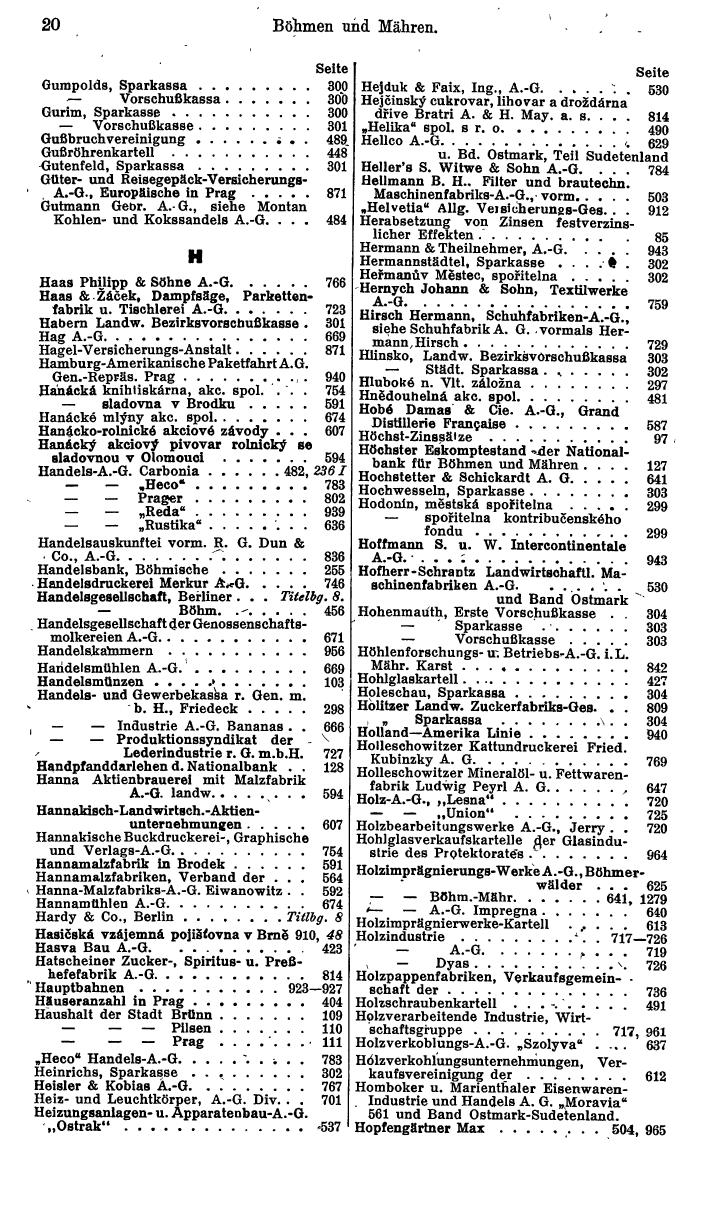 Compass. Finanzielles Jahrbuch 1942: Böhmen und Mähren, Slowakei. - Seite 26