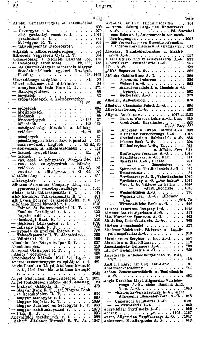 Compass. Finanzielles Jahrbuch 1942: Ungarn. - Seite 32