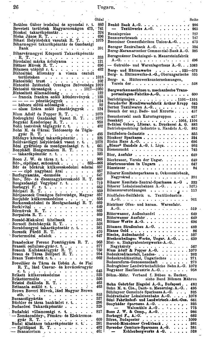 Compass. Finanzielles Jahrbuch 1942: Ungarn. - Seite 36