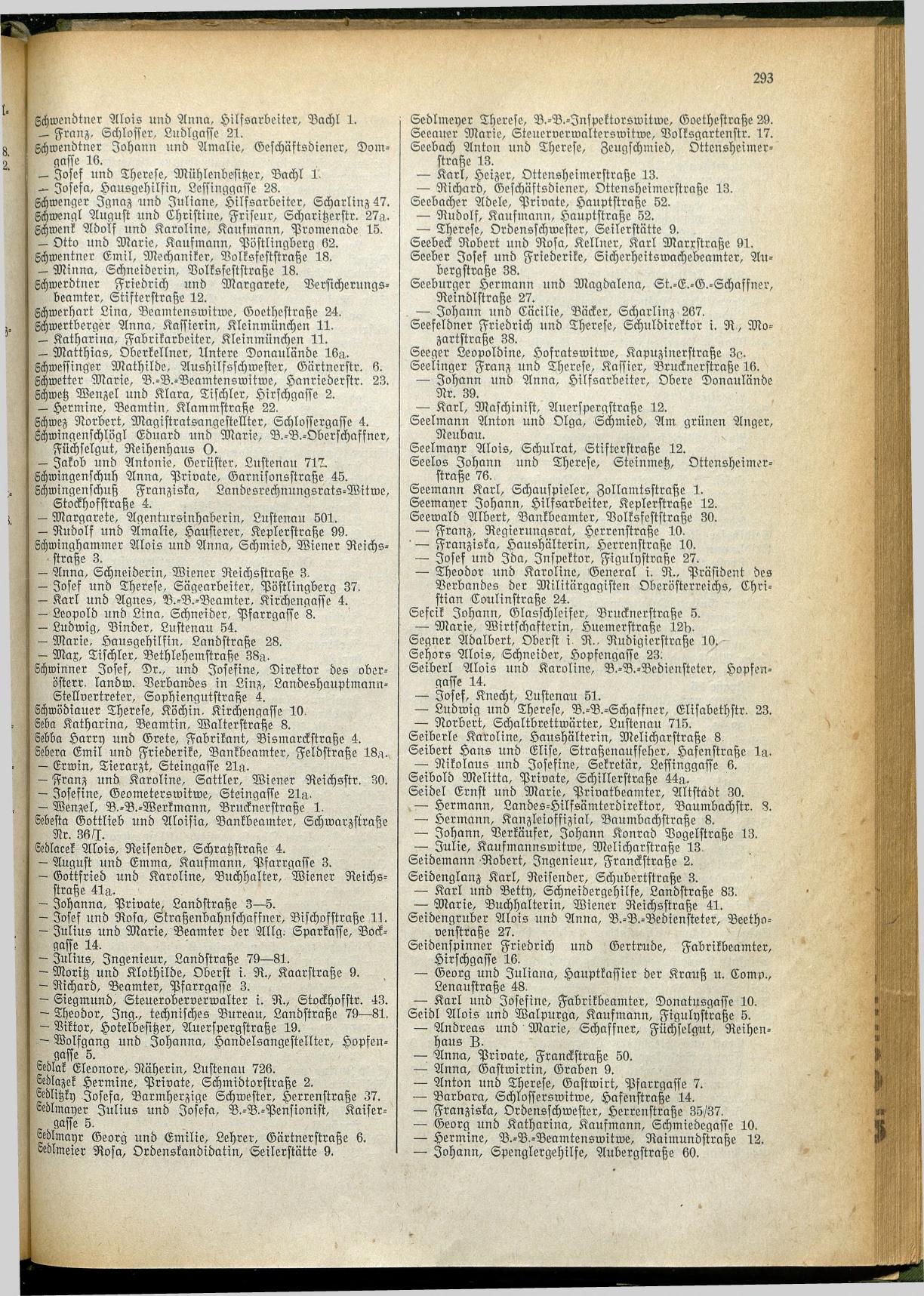 Amtliches Linzer Adreßbuch 1928 - Seite 295