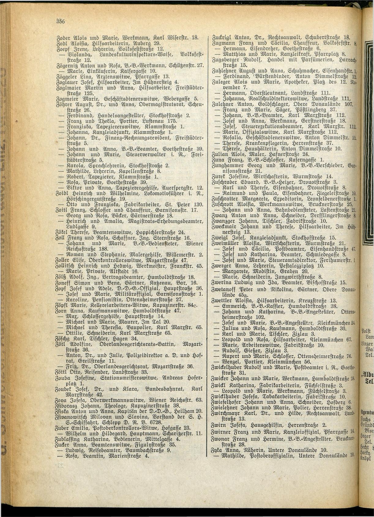 Amtliches Linzer Adreßbuch 1928 - Seite 358