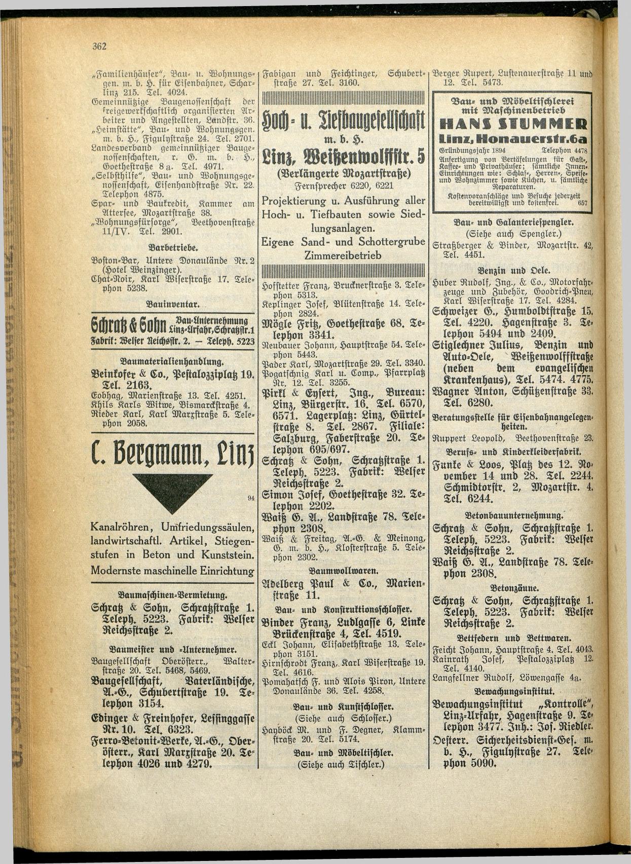Amtliches Linzer Adreßbuch 1928 - Seite 364