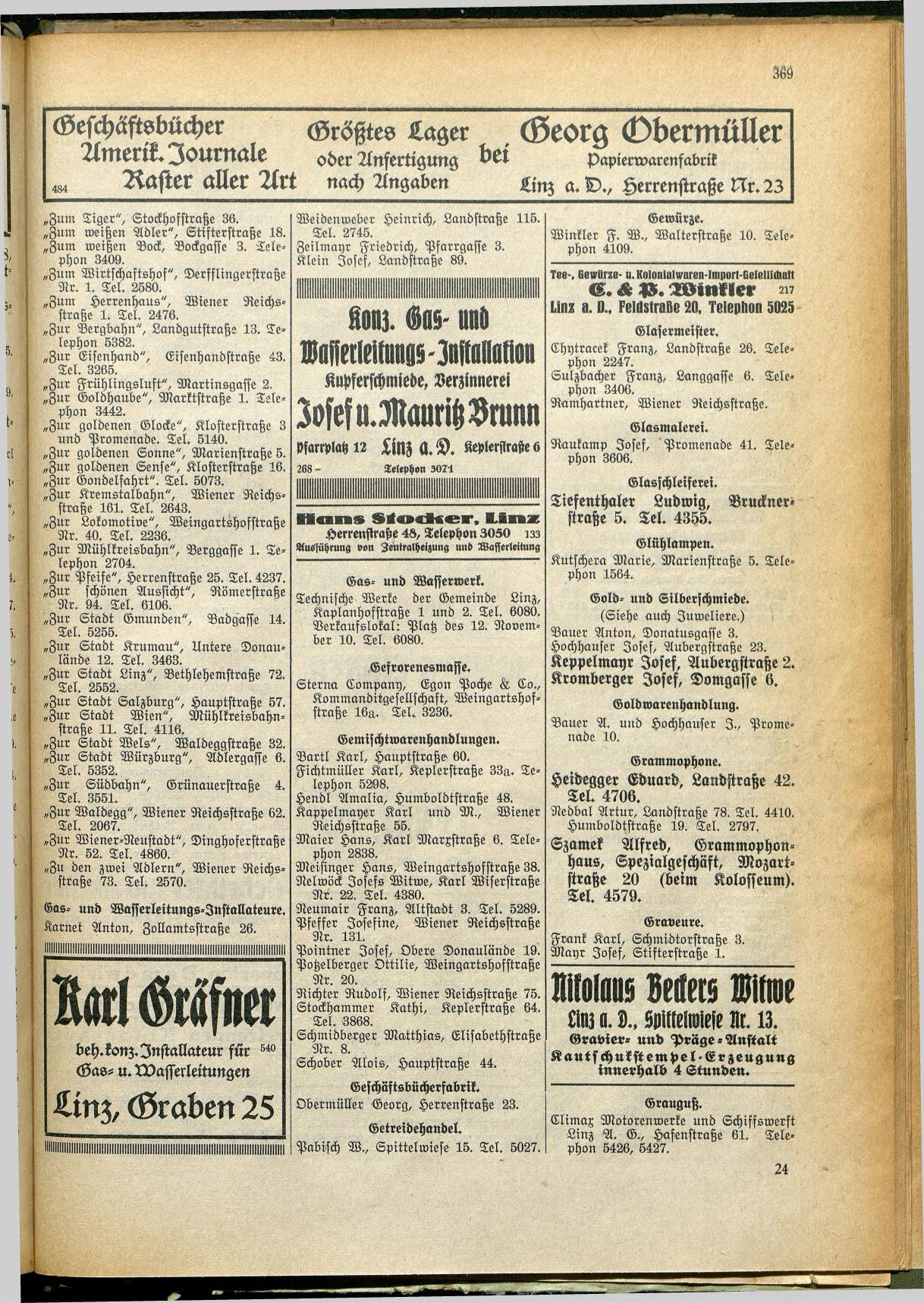 Amtliches Linzer Adreßbuch 1928 - Seite 371