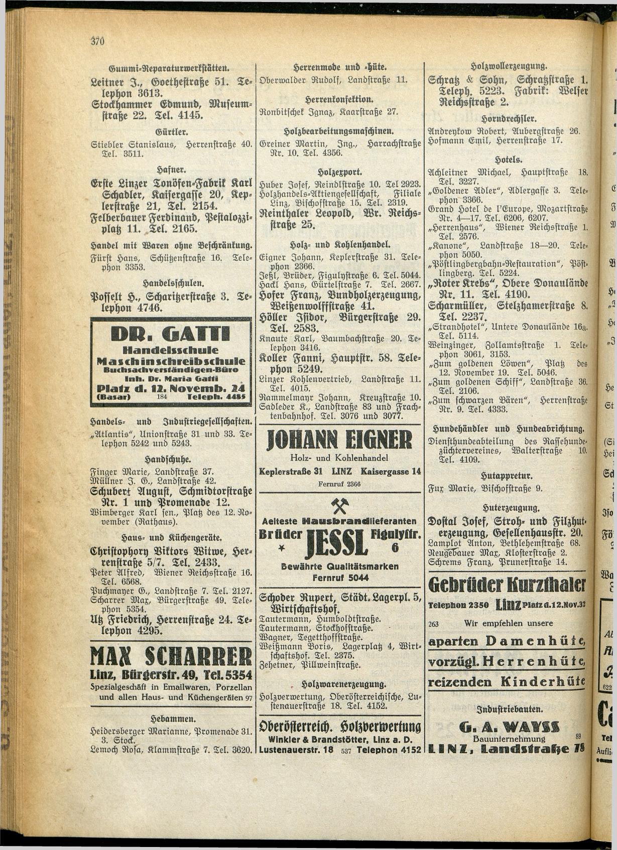 Amtliches Linzer Adreßbuch 1928 - Seite 372