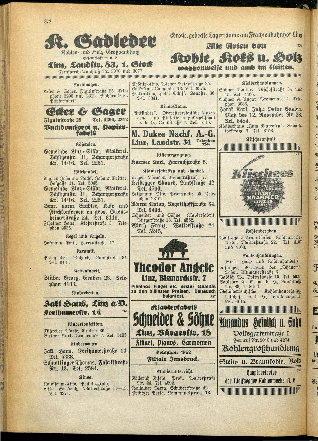 Amtliches Linzer Adreßbuch 1928 - Seite 374