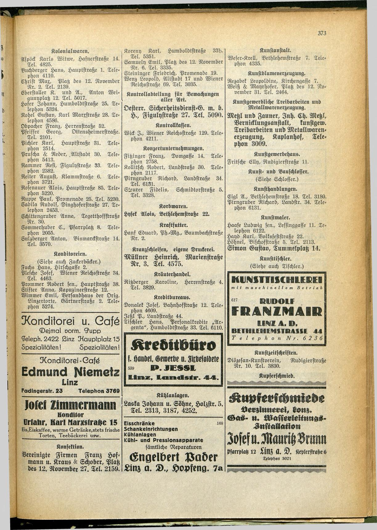 Amtliches Linzer Adreßbuch 1928 - Seite 375