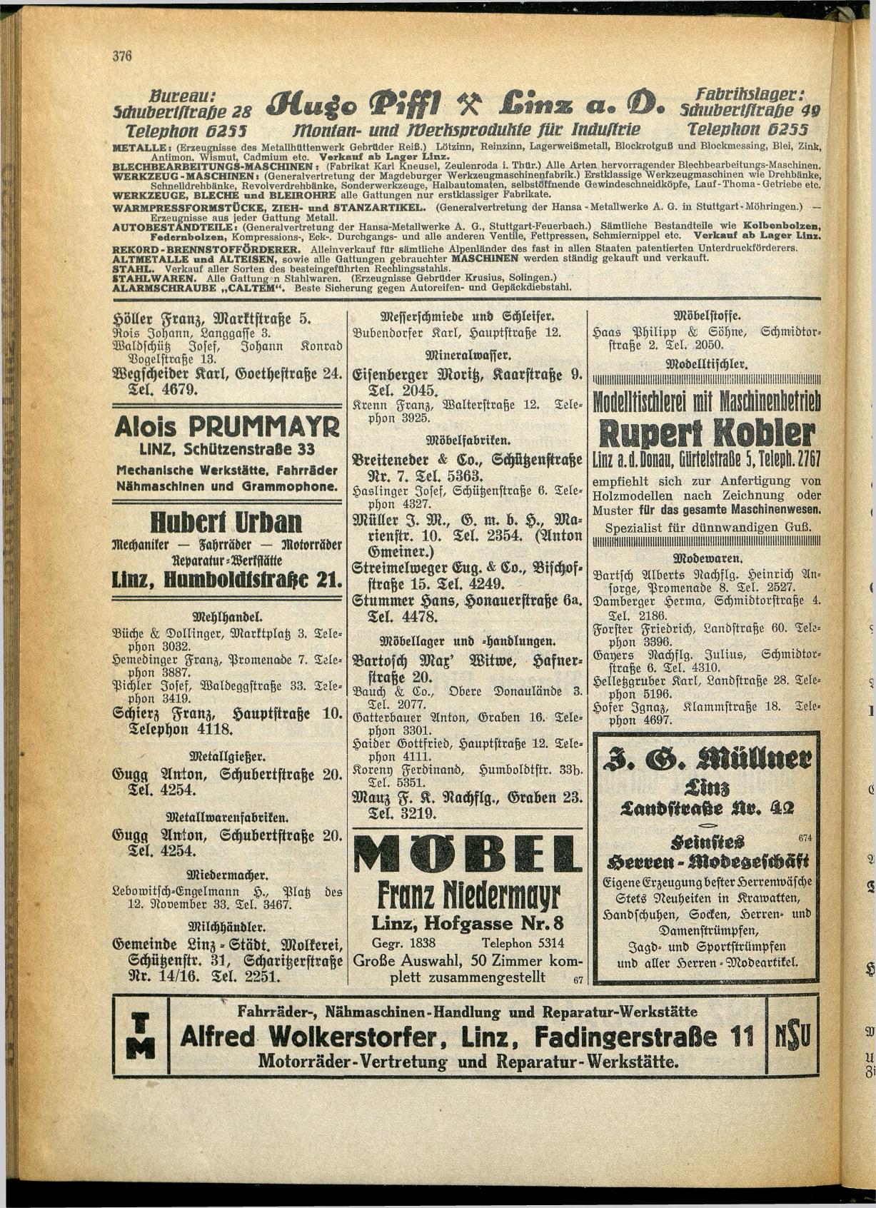 Amtliches Linzer Adreßbuch 1928 - Seite 378