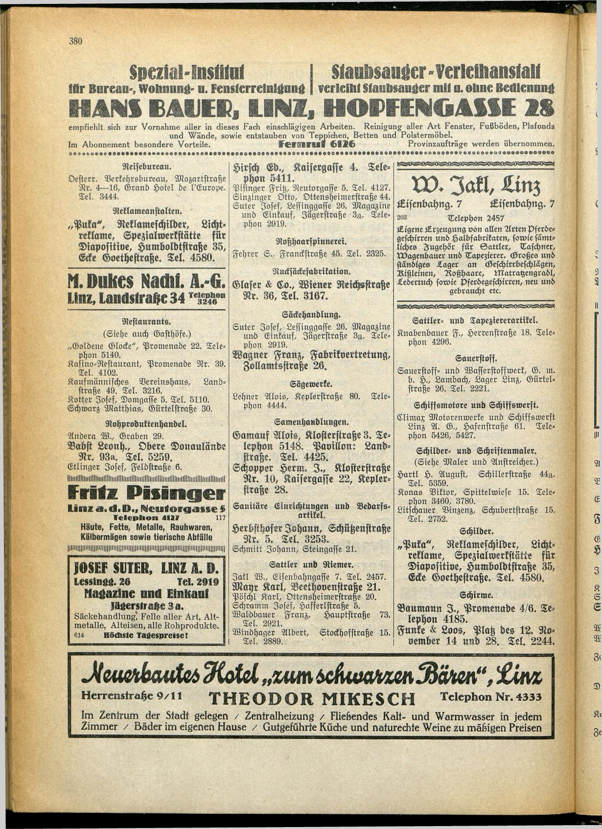 Amtliches Linzer Adreßbuch 1928 - Seite 382