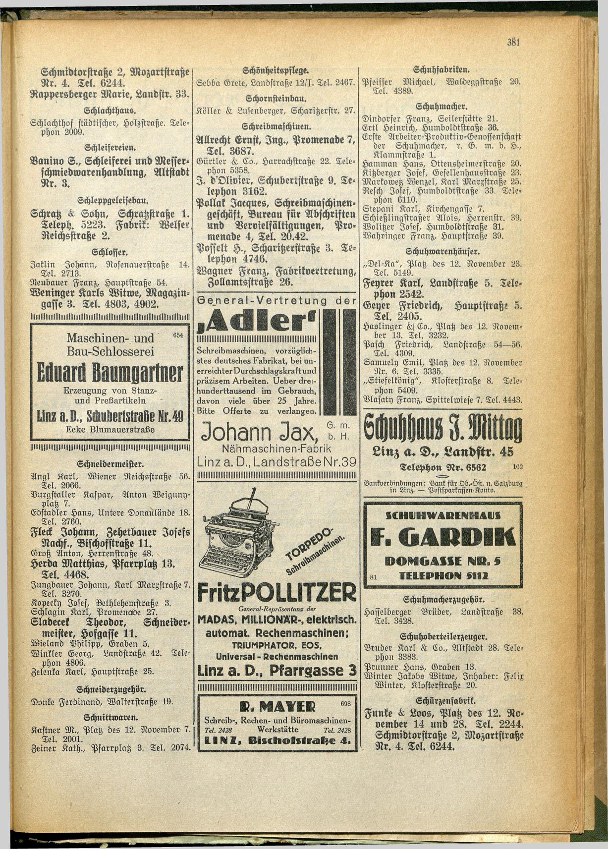 Amtliches Linzer Adreßbuch 1928 - Seite 383