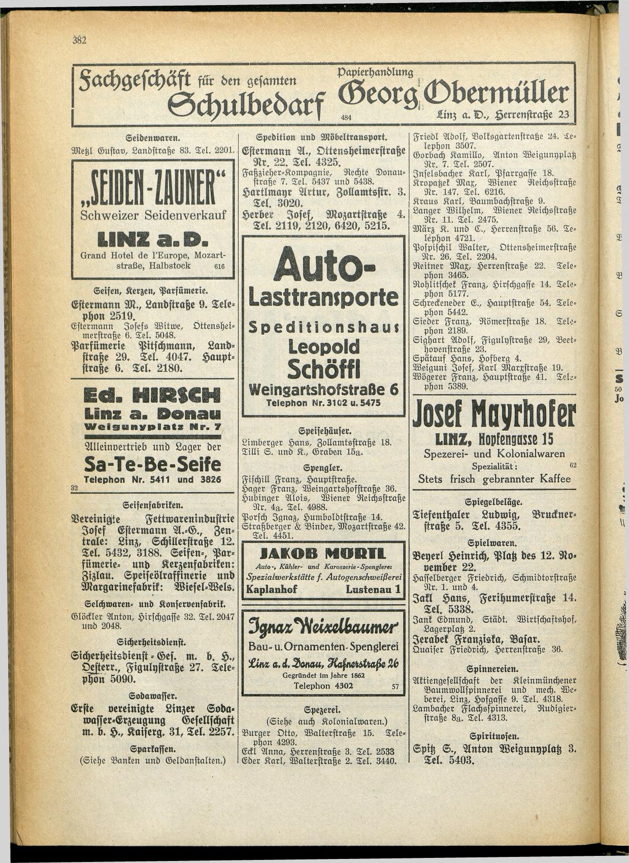 Amtliches Linzer Adreßbuch 1928 - Seite 384