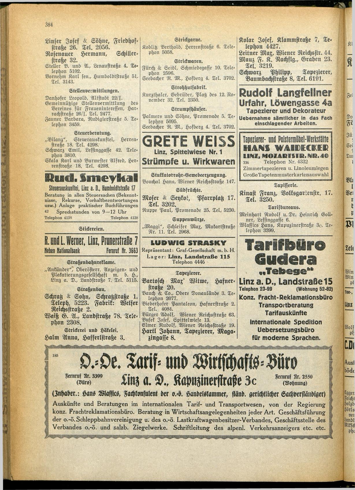 Amtliches Linzer Adreßbuch 1928 - Seite 386