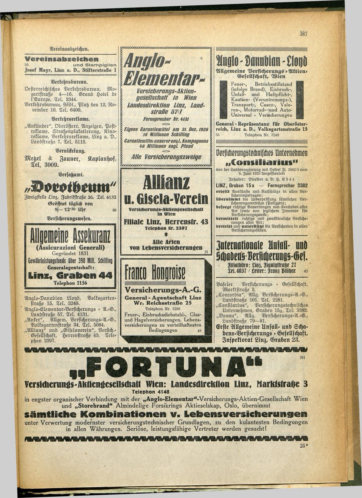 Amtliches Linzer Adreßbuch 1928 - Seite 389