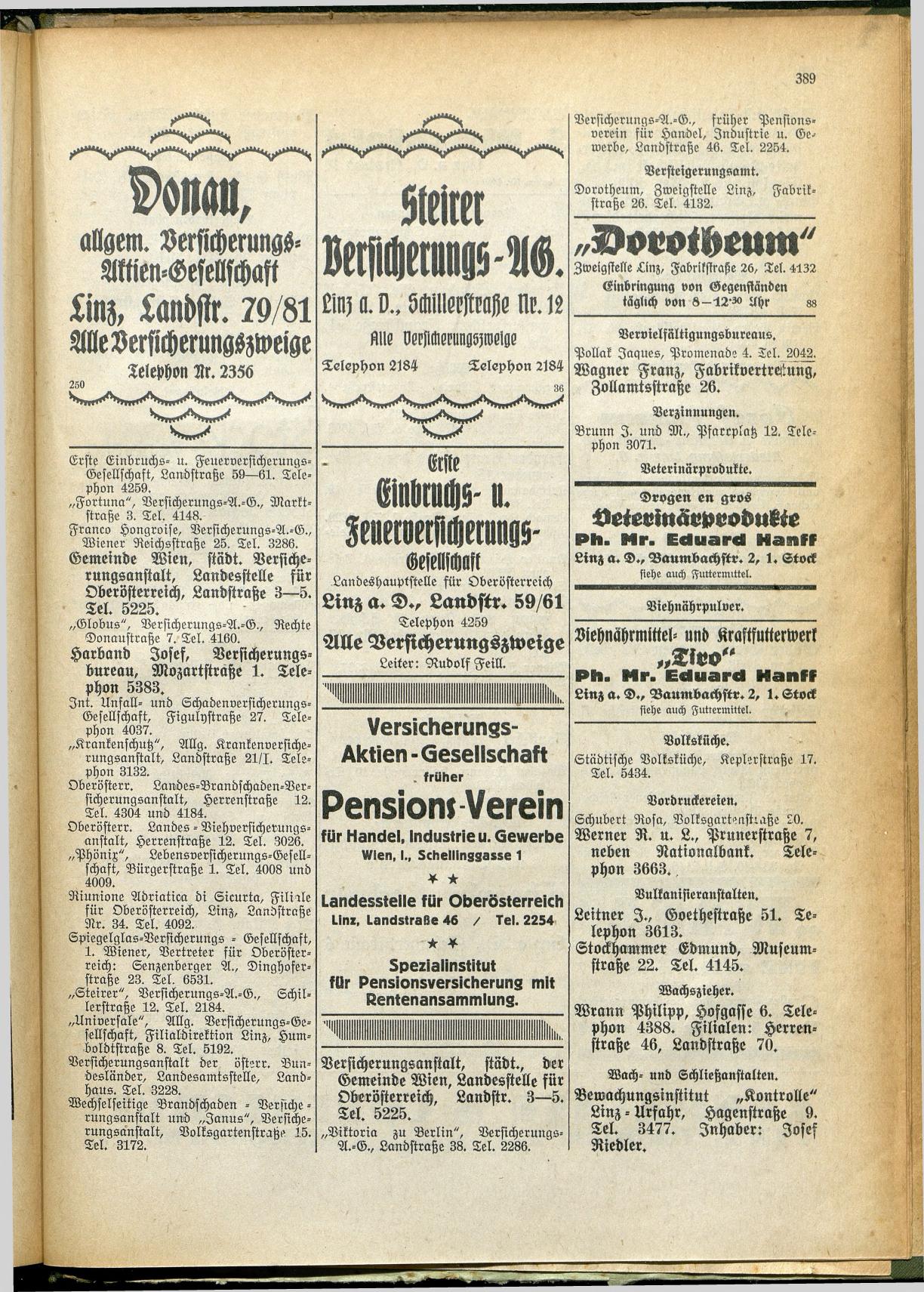 Amtliches Linzer Adreßbuch 1928 - Seite 391