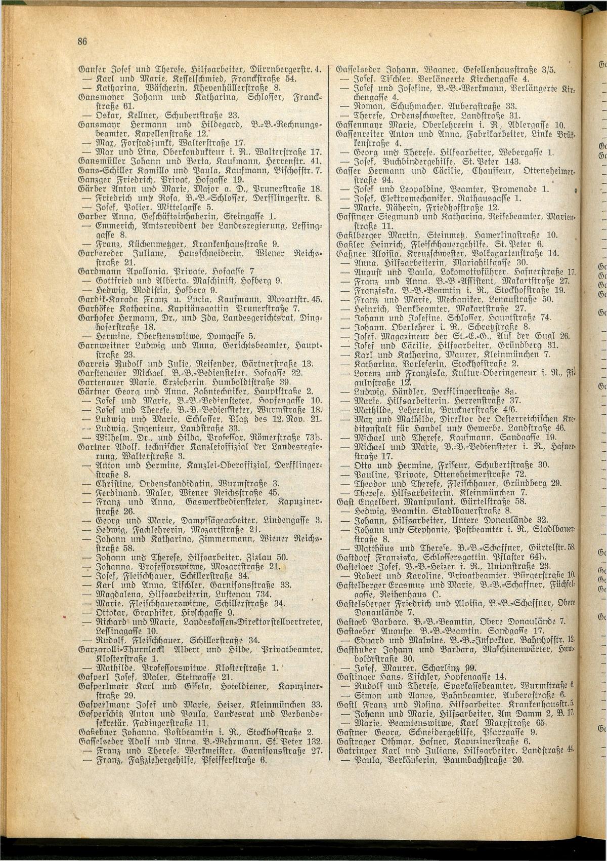 Amtliches Linzer Adreßbuch 1928 - Seite 88