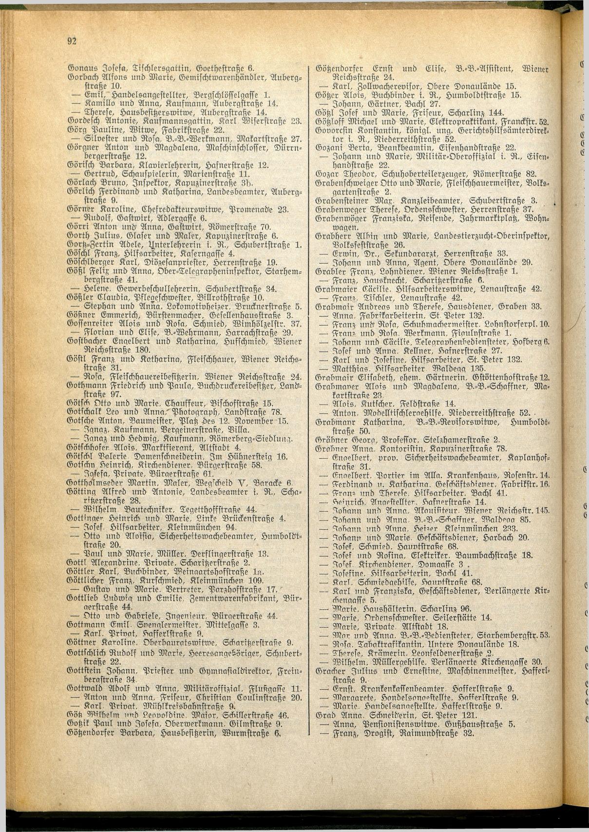 Amtliches Linzer Adreßbuch 1928 - Seite 94
