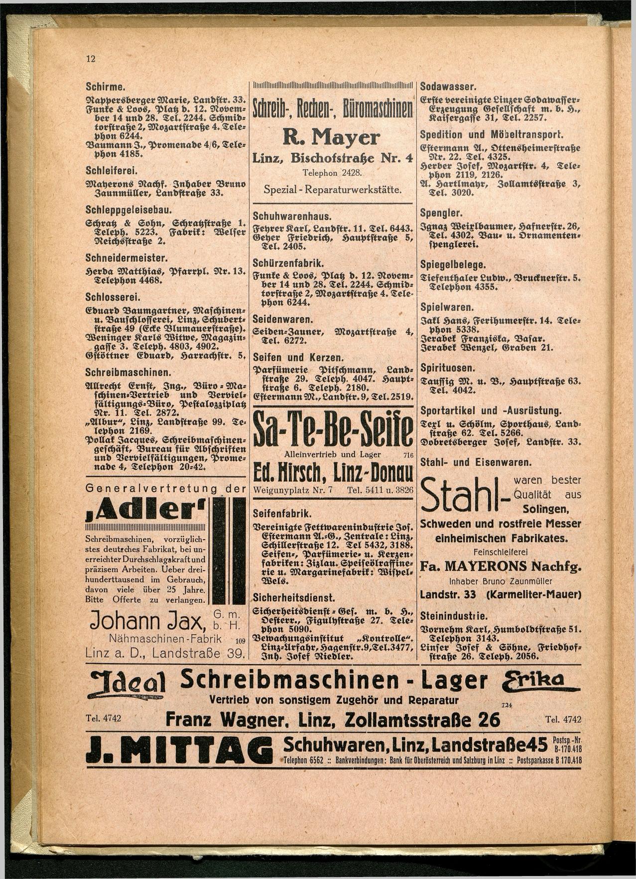 Amtliches Linzer Adreßbuch 1929 - Seite 14