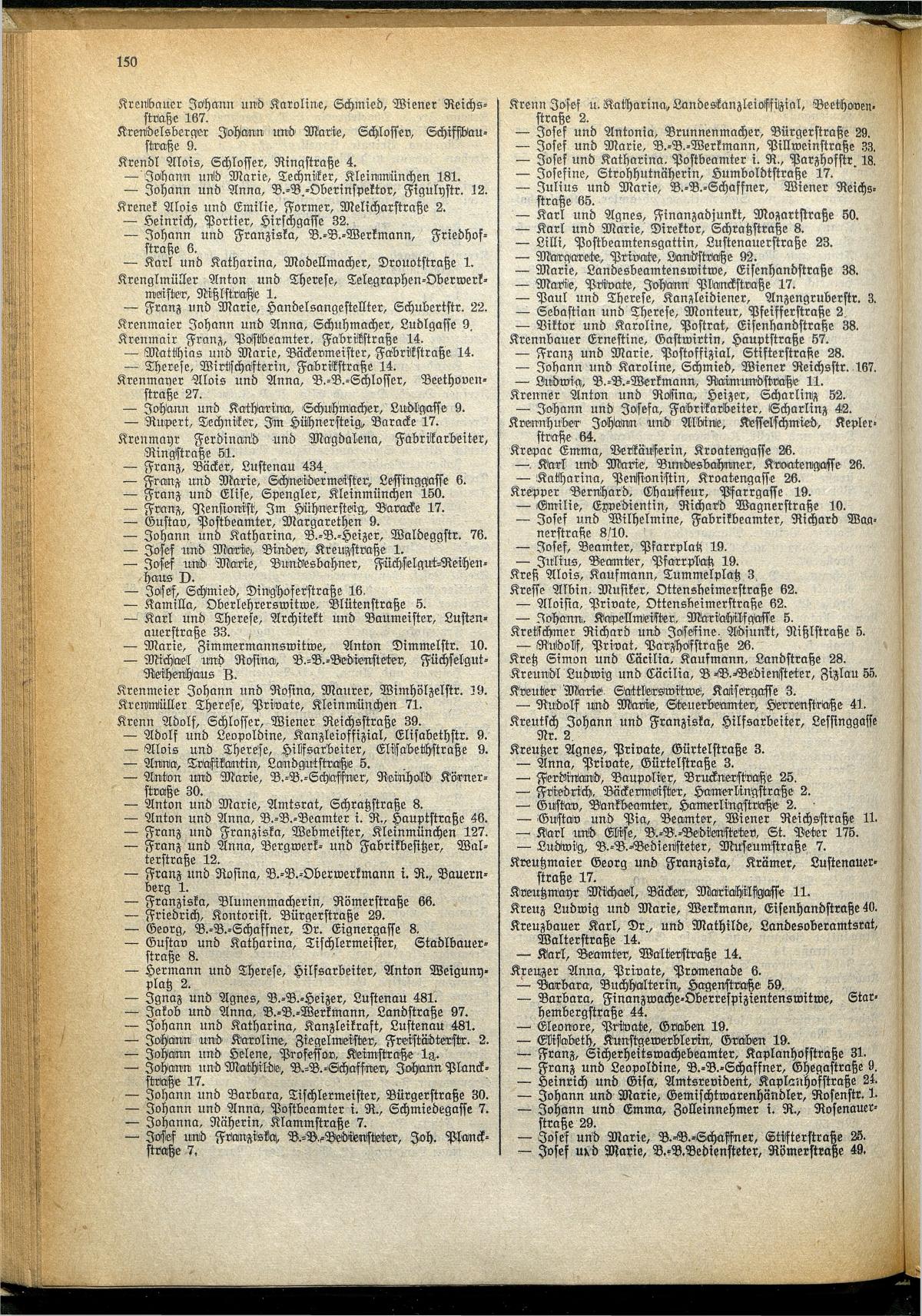 Amtliches Linzer Adreßbuch 1929 - Seite 174