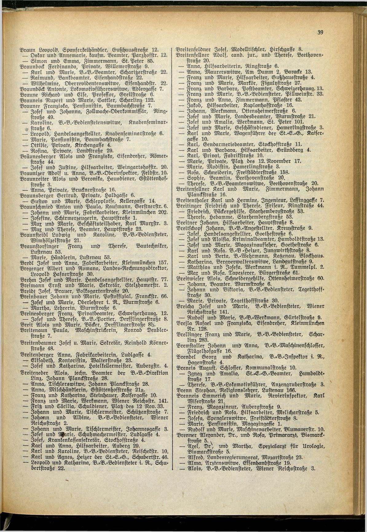 Amtliches Linzer Adreßbuch 1929 - Seite 61
