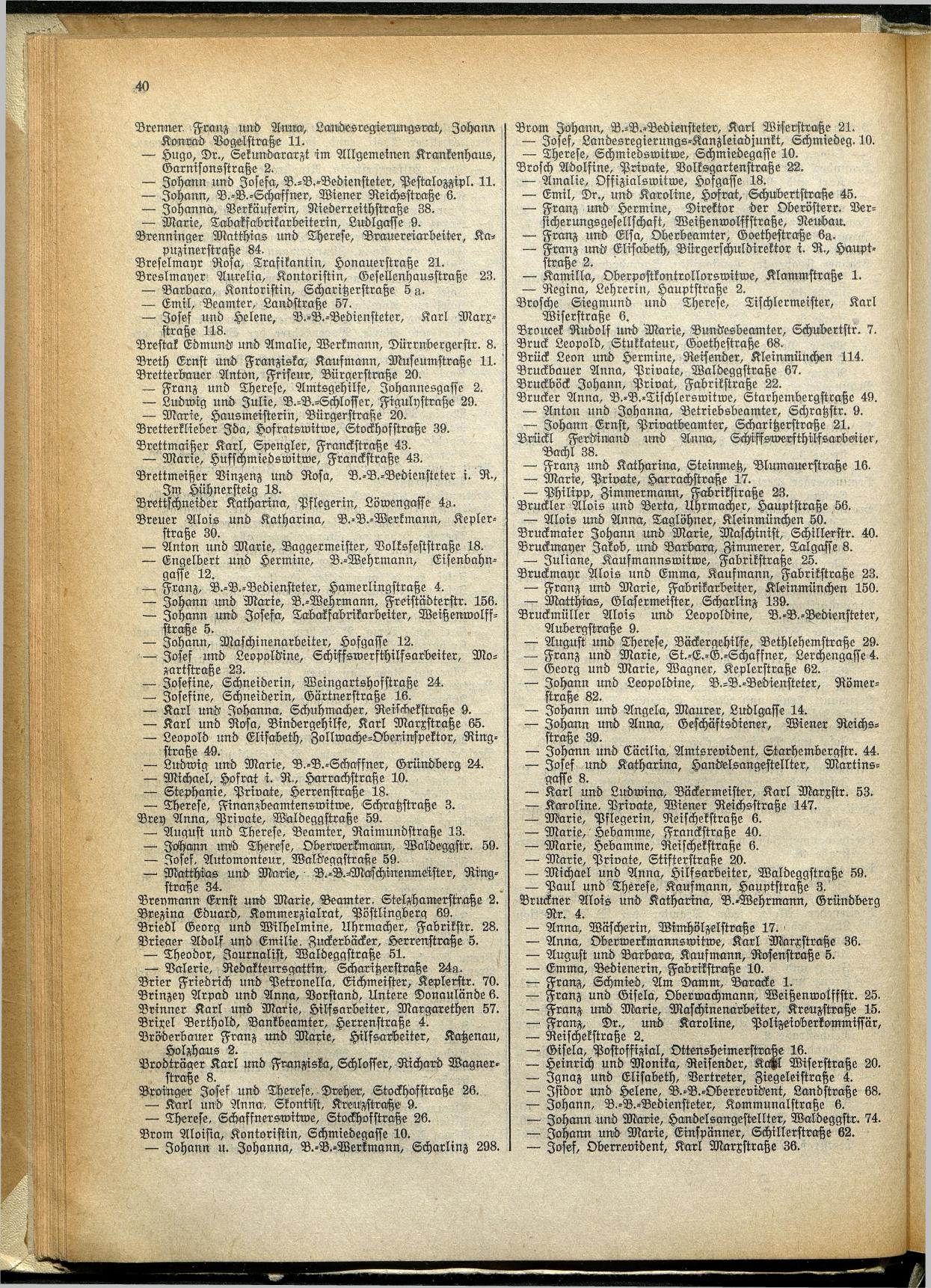 Amtliches Linzer Adreßbuch 1929 - Seite 62