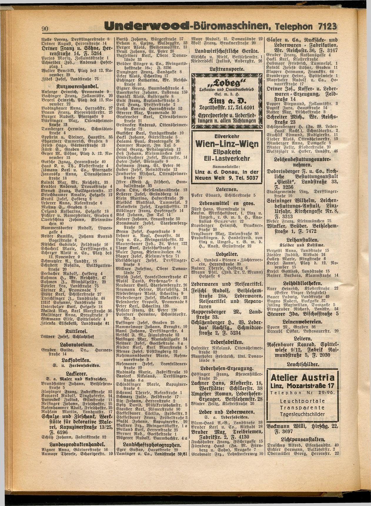 Amtliches Linzer Adreßbuch 1932 - Seite 100