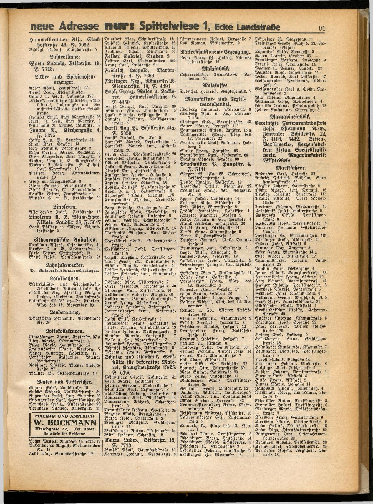 Amtliches Linzer Adreßbuch 1932 - Seite 101