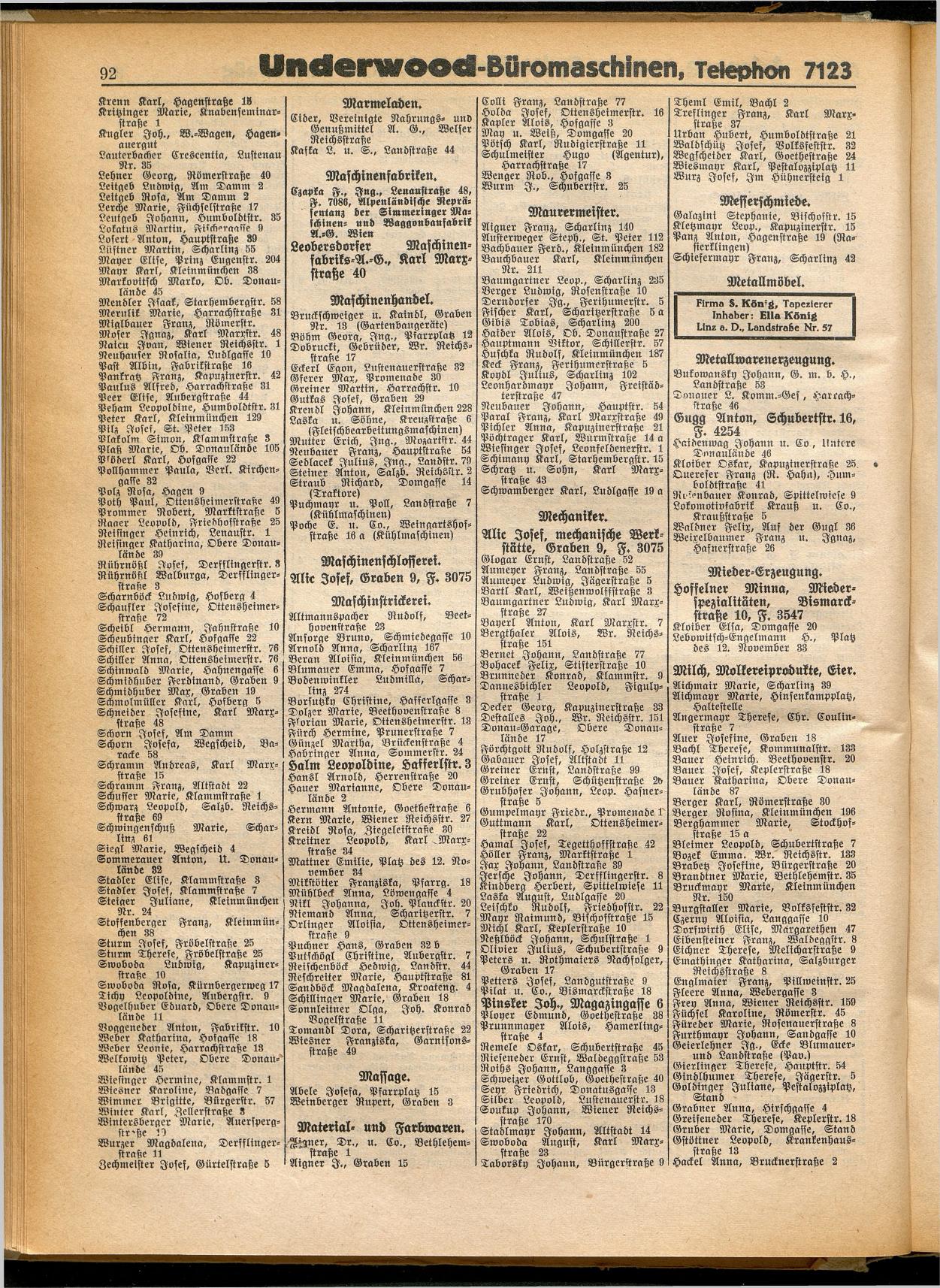 Amtliches Linzer Adreßbuch 1932 - Seite 102