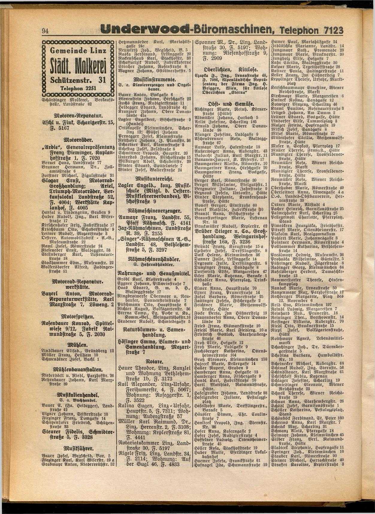 Amtliches Linzer Adreßbuch 1932 - Seite 104