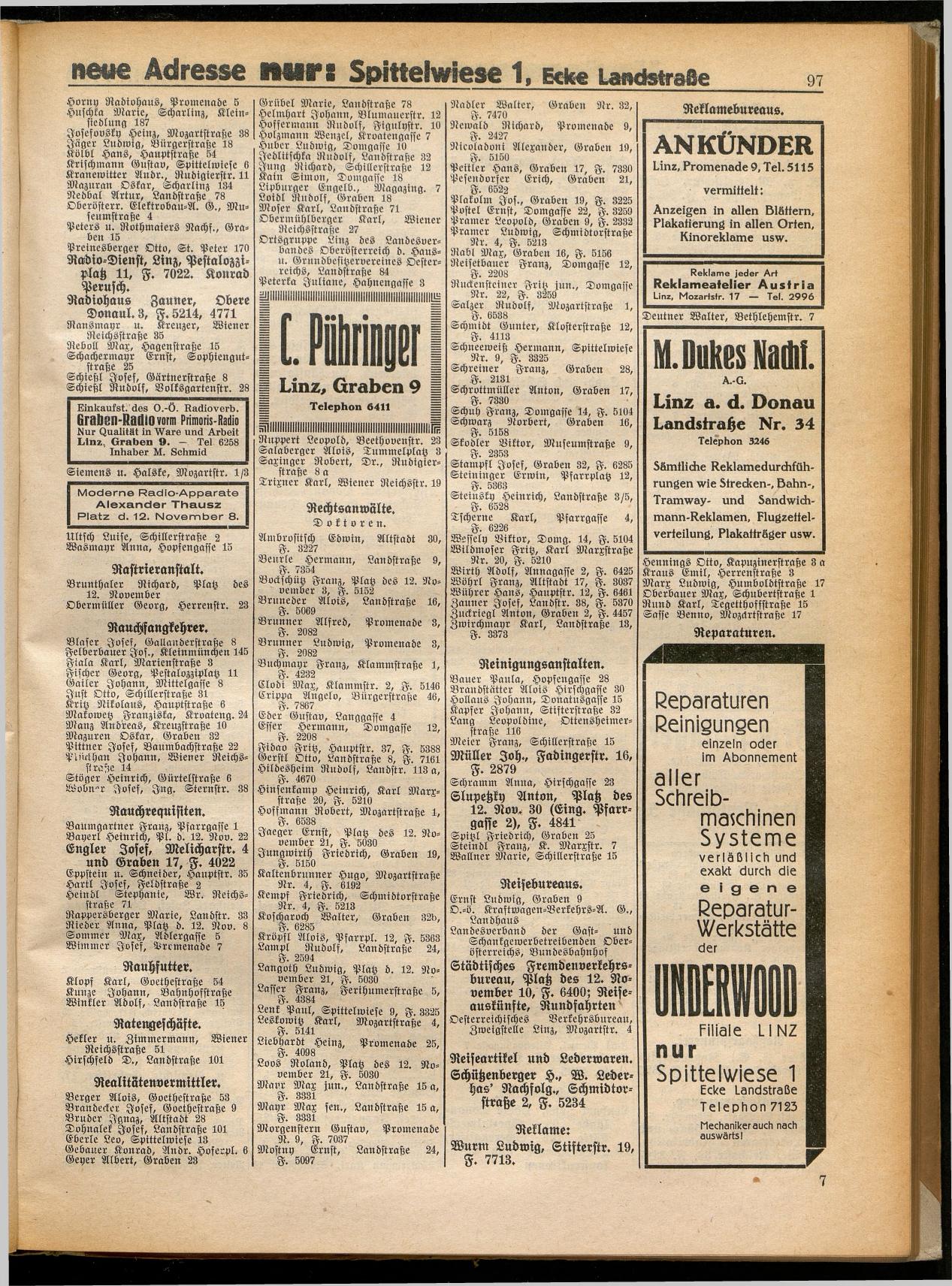 Amtliches Linzer Adreßbuch 1932 - Seite 107