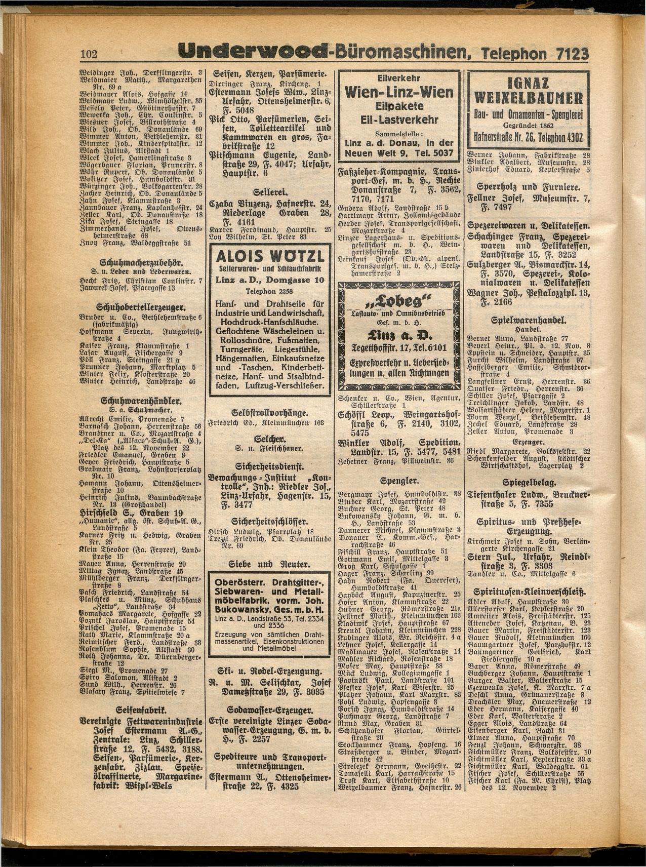 Amtliches Linzer Adreßbuch 1932 - Seite 112